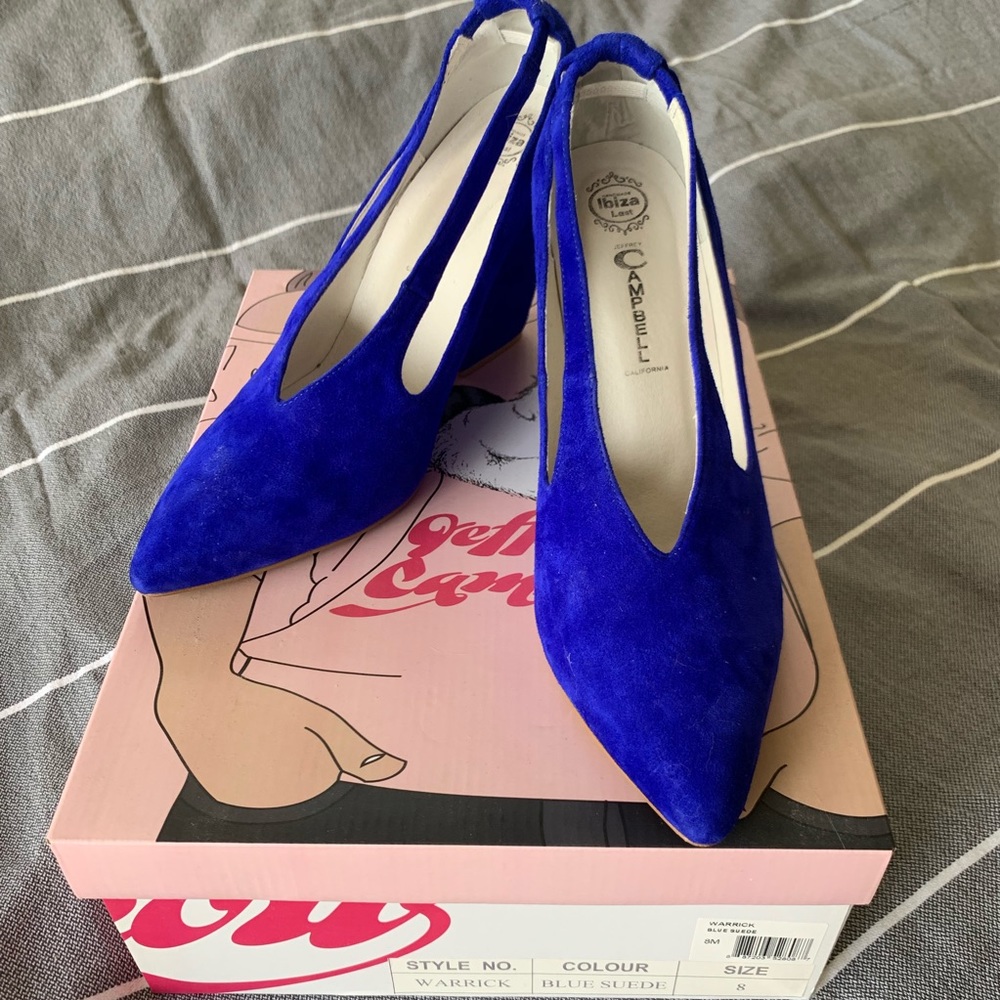 Jeffrey Campbell Blue Suede Block Heels